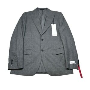 Calvin Klein Wool Sport Coat 40L 40 Grey Slim Fit Suit Jacket Stretch $450 NEW‎